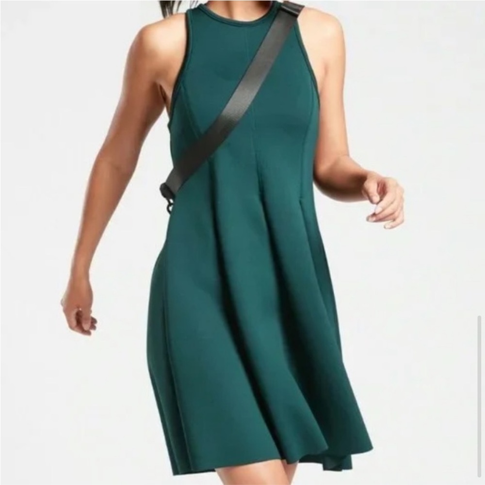 Athleta En Route Scuba Dress In Nordic Green